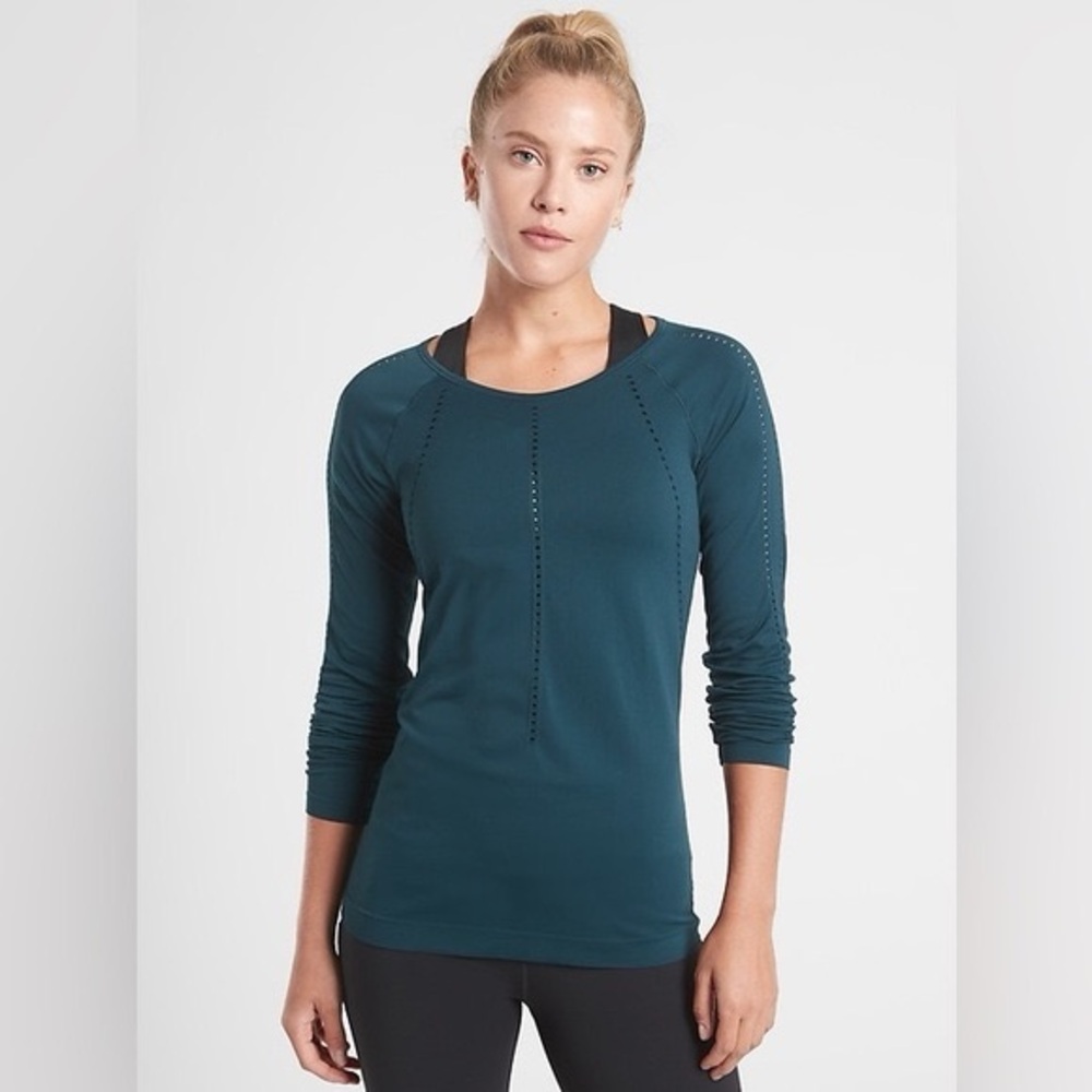 Athleta Foothill Seamless Long Sleeve Lagoon Teal XL